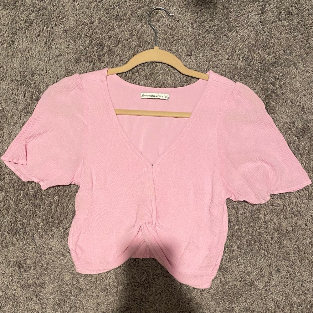 Cropped Pink Crinkle Blouse
